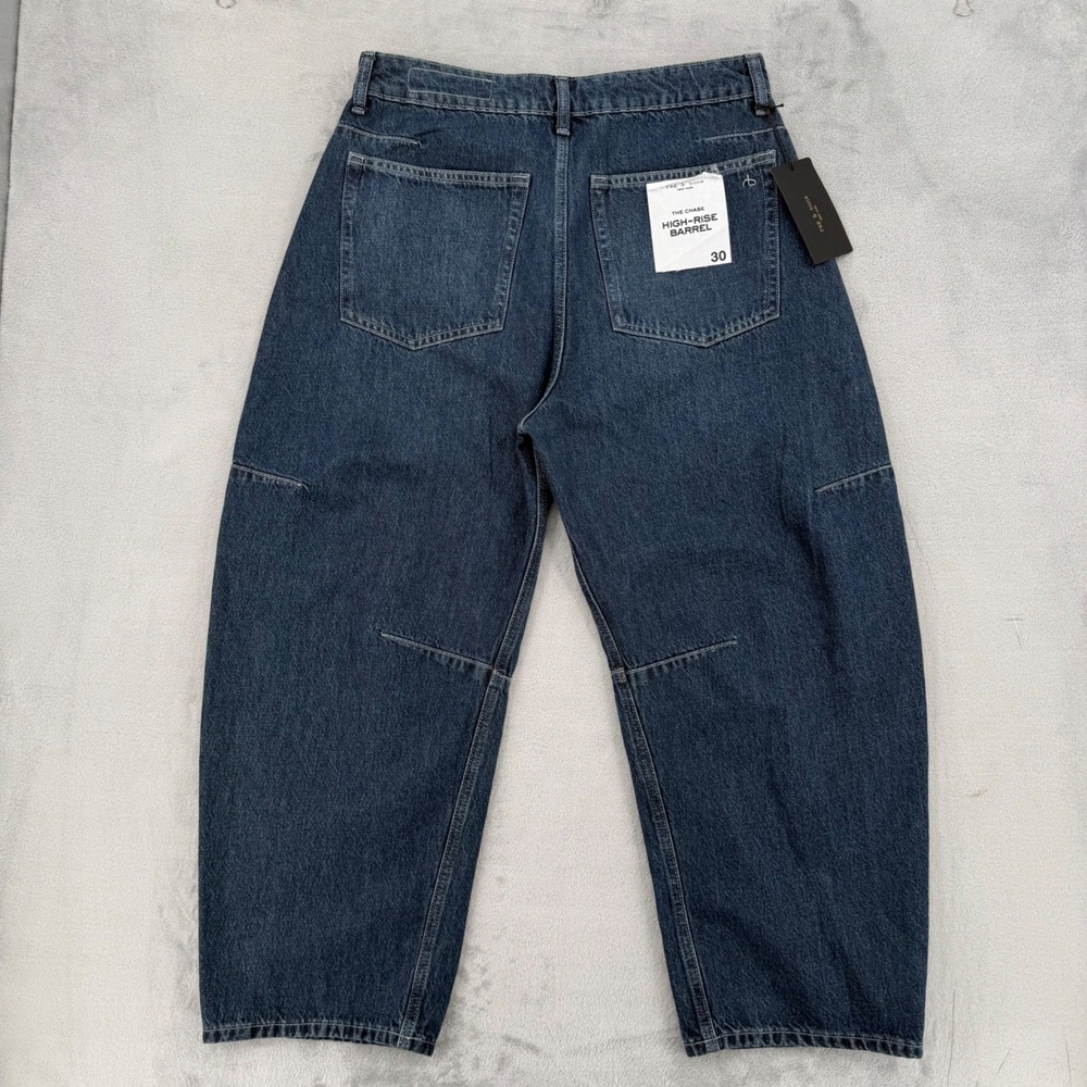 Rag & Bone Pants Jeans Womens 30 Chase High-Rise Barrel Grafton Blue Cropped Leg - Picture 6 of 16